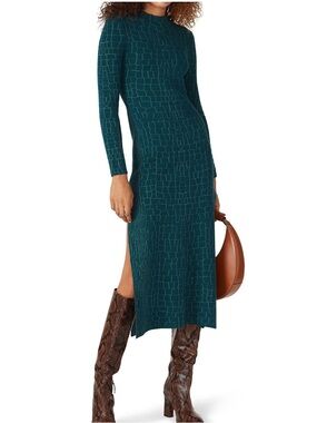 STAUD Neville Mod Geo Patterned Long Sleeve Dress XS